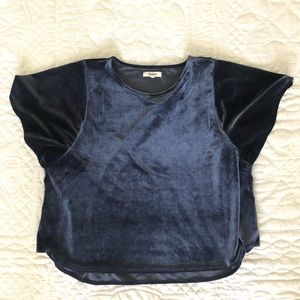 Madewell cap sleeve velvet top